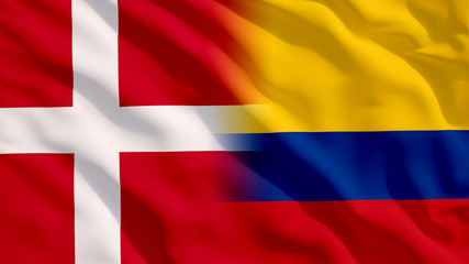 Wall Mural - Waving Denmark and Colombia Flags