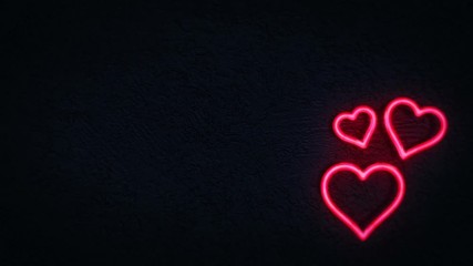 Wall Mural - Neon Light Hearts Background