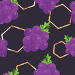 Seamless grapes background. Vector seamless pattern with grapes and leaves. Grape seamless pattern