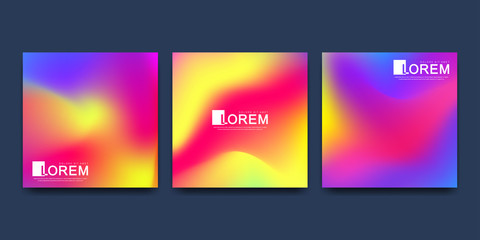Aufkleber - Modern vector template for brochure cover banner. Abstract fluid 3d shapes vector trendy liquid colors backgrounds set. Colored fluid graphic composition illustration
