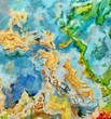 © Alexandr - Detailed close-up grunge clouds abstract background. Dry brush strokes hand drawn oil painting on canvas texture. Creative simple pattern for graphic work, web design or wallpaper.