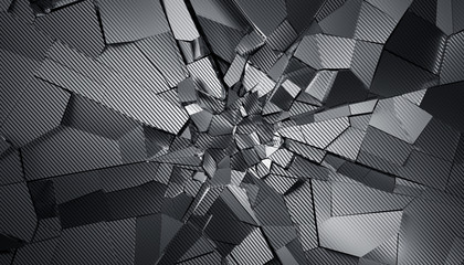 Poster - Abstract 3d rendering of cracked surface. Modern background design, wall destruction