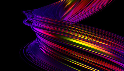 Poster - Abstract 3d rendering of twisted lines. Modern background design, illustration of a futuristic shape