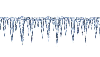 Icy seamless border,  icicles.