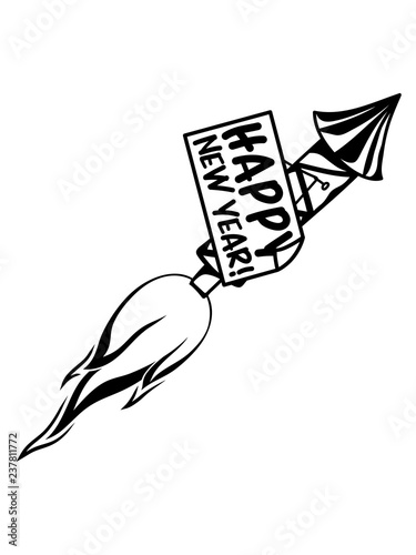 Photographie frohes neues jahr papier happy new year zettel notiz schild angezündet rakete si