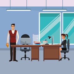 Wall Mural - business coworkers executives cartoon