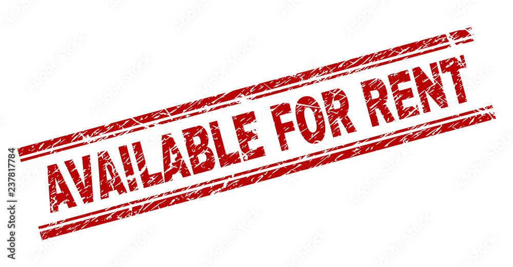 For Rent Label AVAILABLE FOR RENT seal print with corroded texture. Red vector rubber ...