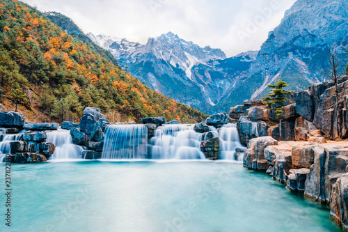 Landscape of Blue Moon Valley in Jade Dragon Snow Mountain, Lijiang, Yunnan, Chi Canvas
