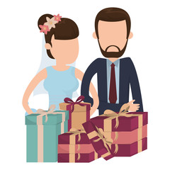 Sticker - wedding couple cartoon