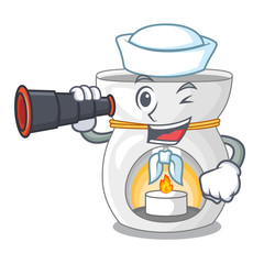 Sticker - Sailor with binocular aroma lamp with burning candle mascot