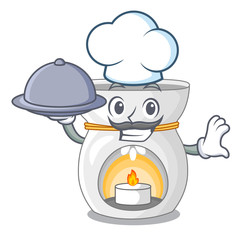 Sticker - Chef with food aroma lamp with burning candle mascot