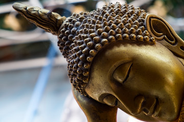 head of Buddha statue in temple