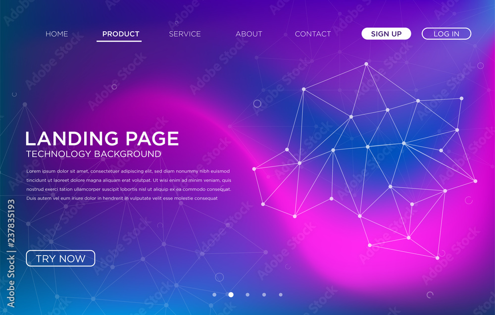 landing page website background template vector design with abstract ...