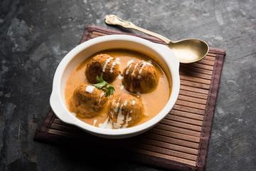 Wall Mural - Malai Kofta Curry is a Mughlai special recipe served in a bowl. Selective focus