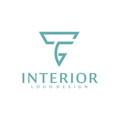Poster - Furniture logo design. Modern symbol Initial T