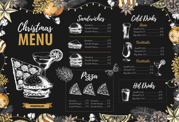 Wall Mural - Restaurant Christmas holiday menu design