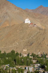 Wall Mural - Tsemo Maitreya temple at twilight in Leh, Ladakh, India