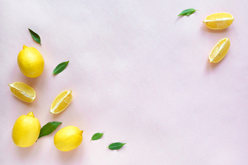 Wall Mural - Lemons on pink