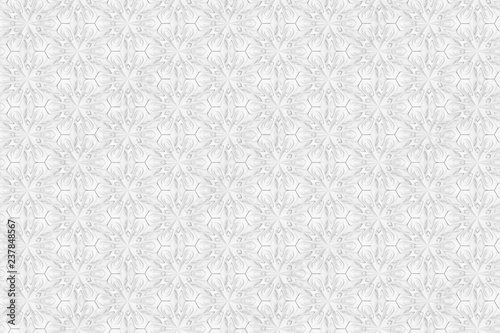 Fotografie, Obraz Seamless light texture of three-dimensional elegant flower petals based on hexag