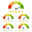 Set of customer satisfaction meter with star rating. Vector illustration