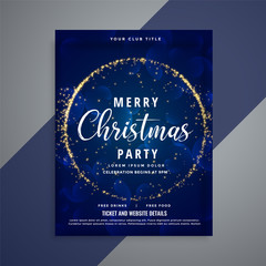 blue merry christmas sparkles party flyer template