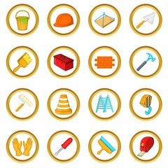 Poster - Working tools vector set in cartoon style isolated on white background