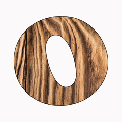 Wall Mural - O, Rustic wooden alphabet letter on white background - Top view