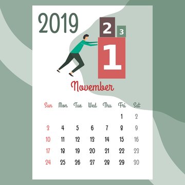calendar 2019. november calendar. calendar vector