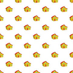 Poster - Large residential house with roof pattern. Cartoon illustration of large residential house with roof vector pattern for web