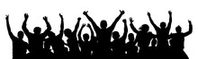 Cheer Crowd People, Thumb Up. Silhouette Party Celebrating. Applause People Hands Up. Stand Alone, Separate  Group Of People. Vector Illustration