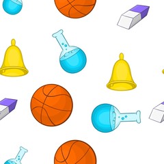 Poster - Learning in school pattern. Cartoon illustration of learning in school vector pattern for web