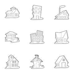 Poster - dwelling icons set. outline illustration of 9 dwelling vector icons for web