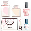 Fashion set vector perfume bottles in watercolor style