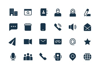 Aufkleber - Contact black icons. Telephone mail internet website, home address, business personal information. Contacts pictograms