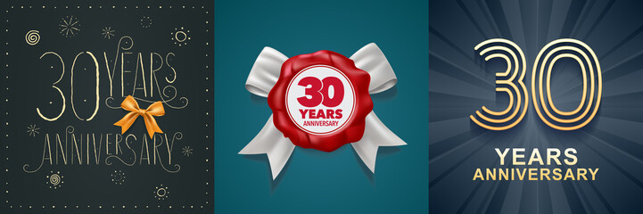 30 years anniversary celebration set of vector icons, logo