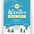 Poster for winter white party. Invitation flyer for ski resort.