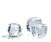 Melting Ice Cubes Isolated On White Background 