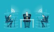 © IRStone - People working in office. Working and personal data to be scanned and sent for analysis. Total control via devices