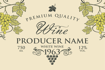 Wall Mural - vintage label for wine bottles with grapes