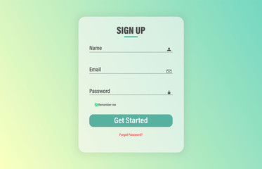 Fototapete - Sign Up Form Page. Website ui vector elements. Mockup for web-site Interface. Screens and web concept. Interface UX, UI GUI screen template for web site banners. Sign Up
