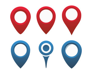 Aufkleber - Map pin icon set flat design. Pin map place location icon set flat design for web and mobile application. Navigation pins collection