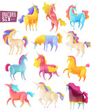 Fototapeta Dinusie - Unicorn Colored Set