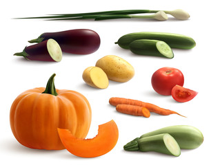 Poster - Cutted Vegetables Realistic Set