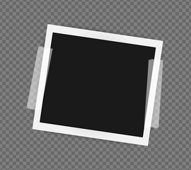 Wall Mural - Square frame template on sticky tape with shadows isolated on transparent background. Vector illustration