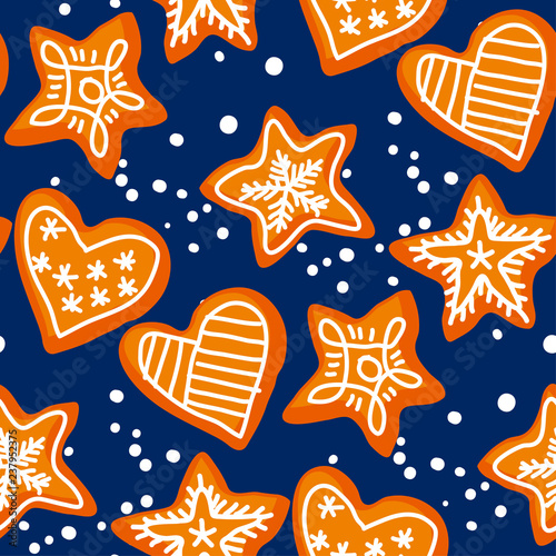 Stoffe zum Nähen heart and star shape Xmas cookies, biscuits