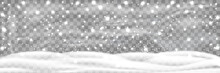 Snowfall And Little Snow With Snow Drifts Isolated On Transparent Background. Heavy Snowfall, Snowflakes In Different Shapes And Forms. Sky Clouds And Snow Winter. Frosty Close-up Wintry Snowflakes