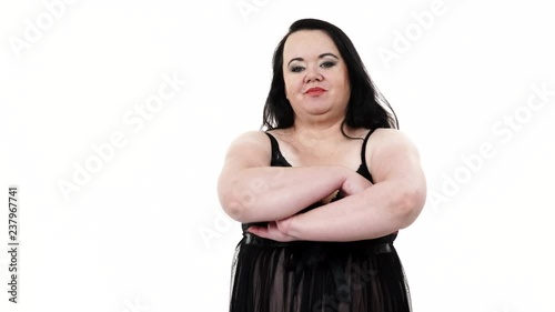Готовое видео Plus size <b>fat</b> woman wearing black lace lingerie ...