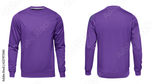 Blank T Shirt Color Purple Template Front And Back View On White