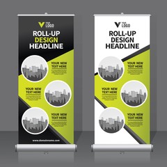 Wall Mural - Roll up banner design template, vertical, abstract background, pull up design, modern x-banner, rectangle size. 