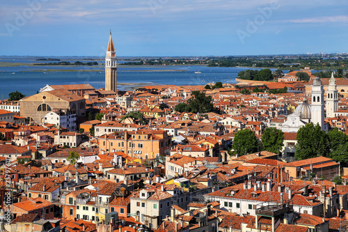 Fotografie, Obraz Rooftops of Venice seen from St Mark's Campanile, Italy